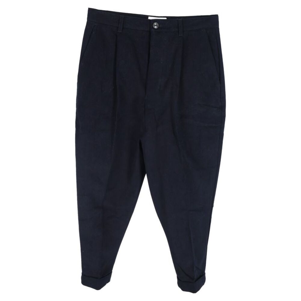 AMI Paris Carrot Trousers in Navy Blue Cotton